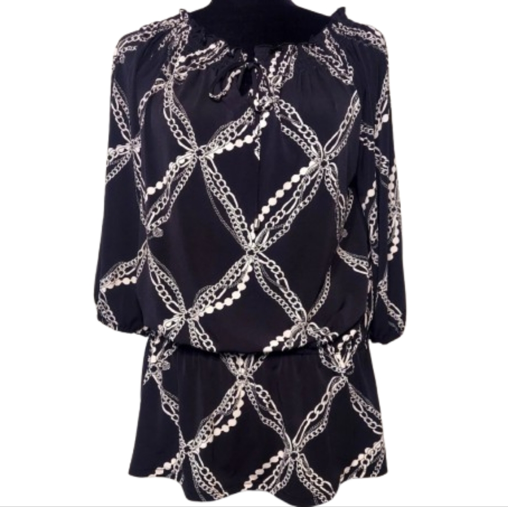 WHITE HOUSE BLACK MARKET Women's Off Shoulder Chain Pearl Top Size Medium